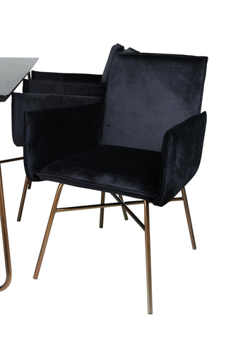 Venture Home Petra Matbord , Distressed Copper Black Faner+Petra Chair , Distressed Copper Black Velvet_6