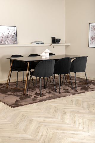 Venture Home Petra Matbord , Distressed Copper Black Faner+Wrinkles Dining Chair , Black Ben , Black Velvet_6