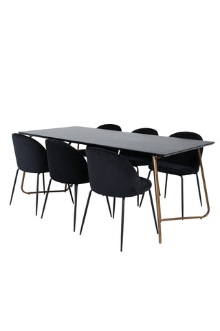 Venture Home Petra Matbord , Distressed Copper Black Faner+Wrinkles Dining Chair , Black Ben , Black Velvet_6
