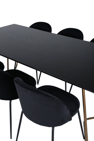 Venture Home Petra Matbord , Distressed Copper Black Faner+Wrinkles Dining Chair , Black Ben , Black Velvet_6