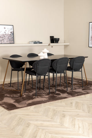 Venture Home Petra Matbord , Distressed Copper Black Faner+Vault Matstol , Svarta Ben , Svart Tyg_6