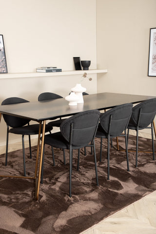 Venture Home Petra Matbord , Distressed Copper Black Faner+Vault Matstol , Svarta Ben , Svart Tyg_6