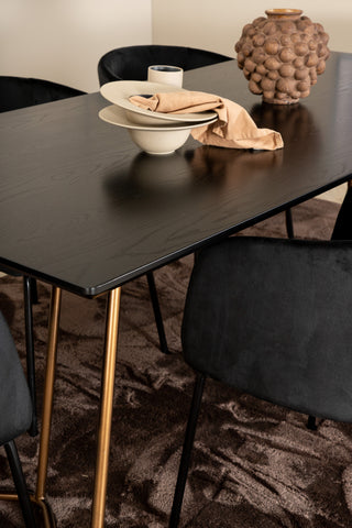 Venture Home Petra Matbord , Distressed Copper Black Faner+Berit Stol , Black Black Velvet_6