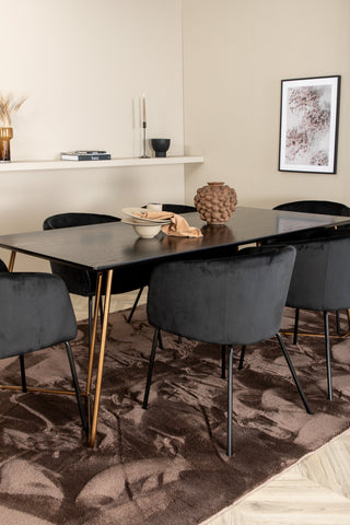 Venture Home Petra Matbord , Distressed Copper Black Faner+Berit Stol , Black Black Velvet_6
