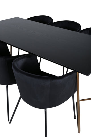 Venture Home Petra Matbord , Distressed Copper Black Faner+Berit Stol , Black Black Velvet_6