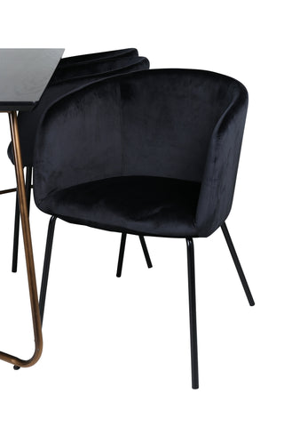 Venture Home Petra Matbord , Distressed Copper Black Faner+Berit Stol , Black Black Velvet_6