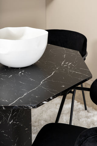 Venture Home Marbs Runt Matbord , Black Black Glass Marble+Arrow fåtölj , Black Ben , Black Velvet_4