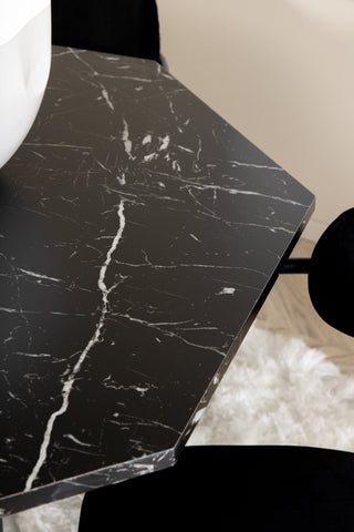 Venture Home Marbs Runt Matbord , Black Black Glass Marble+Arrow fåtölj , Black Ben , Black Velvet_4