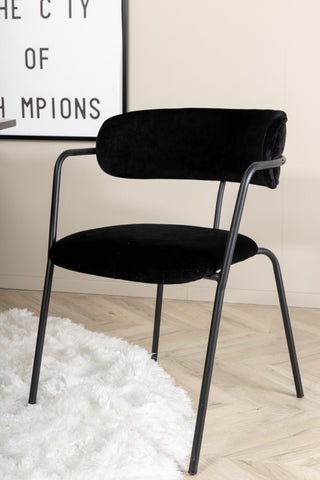 Venture Home Marbs Runt Matbord , Black Black Glass Marble+Arrow fåtölj , Black Ben , Black Velvet_4