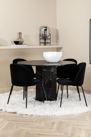 Venture Home Marbs Runt Matbord , Black Black Glass Marble+Wrinkles Matstol , Black Ben , Black Velvet_4