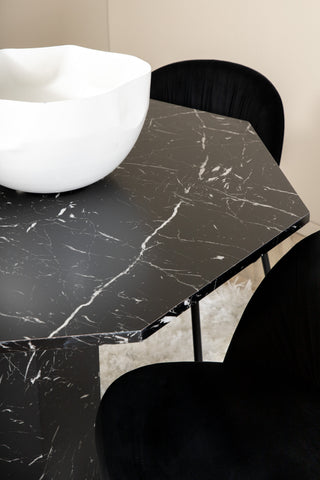 Venture Home Marbs Runt Matbord , Black Black Glass Marble+Wrinkles Matstol , Black Ben , Black Velvet_4