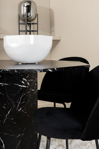 Venture Home Marbs Runt Matbord , Black Black Glass Marble+Wrinkles Matstol , Black Ben , Black Velvet_4