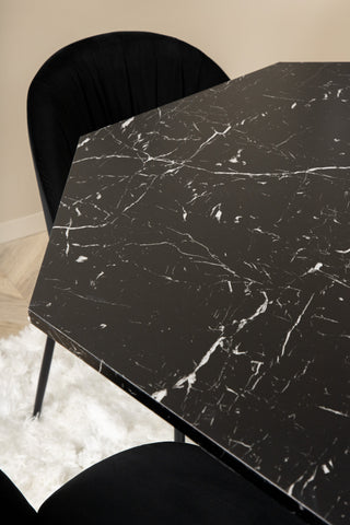 Venture Home Marbs Runt Matbord , Black Black Glass Marble+Wrinkles Matstol , Black Ben , Black Velvet_4