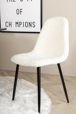 Venture Home Marbs Runt Matbord , Svart Svart Glas Marmor + Polar Fluff Matstol , Svarta Ben , Vit Teddy _4