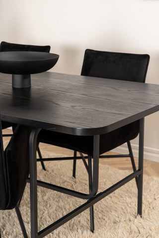 Venture Home Uno Matbord , Svart Svart Faner+Petra Stol , Svart Svart Sammet_4