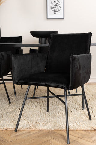 Venture Home Uno Matbord , Svart Svart Faner+Petra Stol , Svart Svart Sammet_4