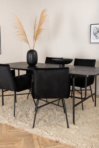 Venture Home Uno Matbord , Svart Svart Faner+Petra Stol , Svart Svart Sammet_4
