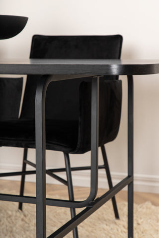 Venture Home Uno Matbord , Svart Svart Faner+Petra Stol , Svart Svart Sammet_4