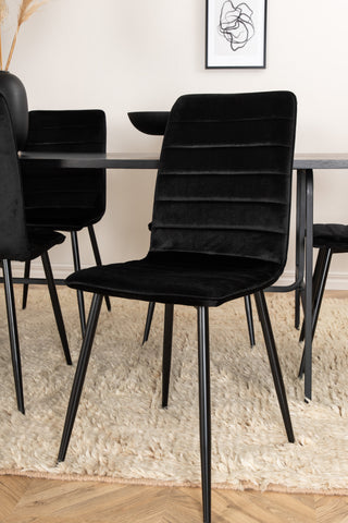 Venture Home Uno Matbord , Svart Svart Faner+Windu Lyx Stol , Svart Svart Sammet_6