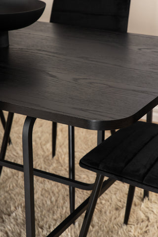 Venture Home Uno Matbord , Svart Svart Faner+Windu Lyx Stol , Svart Svart Sammet_6
