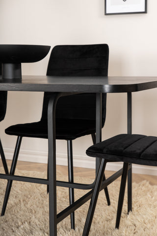 Venture Home Uno Matbord , Svart Svart Faner+Windu Lyx Stol , Svart Svart Sammet_6