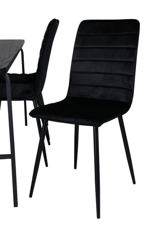 Venture Home Uno Matbord , Svart Svart Faner+Windu Lyx Stol , Svart Svart Sammet_6