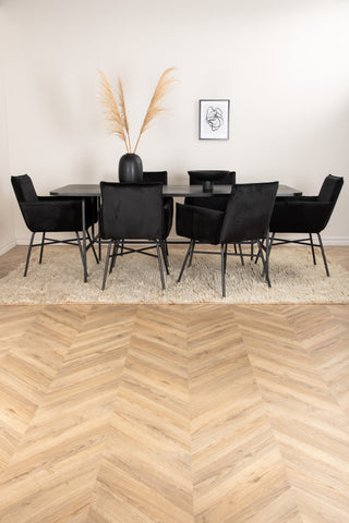Venture Home Uno Matbord , Svart Svart Faner+Petra Stol , Svart Svart Sammet_6