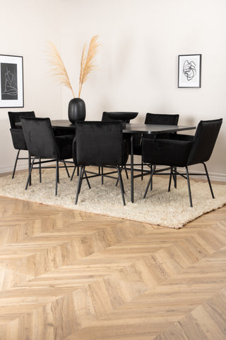 Venture Home Uno Matbord , Svart Svart Faner+Petra Stol , Svart Svart Sammet_6