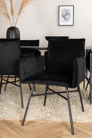 Venture Home Uno Matbord , Svart Svart Faner+Petra Stol , Svart Svart Sammet_6