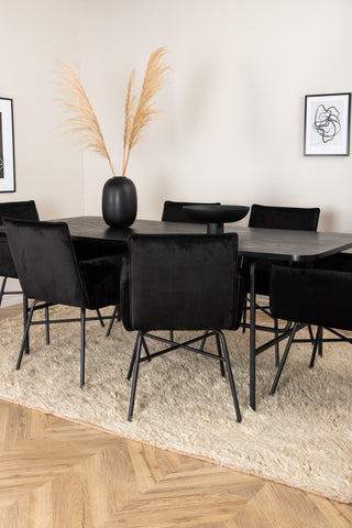 Venture Home Uno Matbord , Svart Svart Faner+Petra Stol , Svart Svart Sammet_6