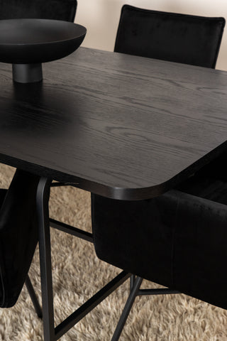 Venture Home Uno Matbord , Svart Svart Faner+Petra Stol , Svart Svart Sammet_6