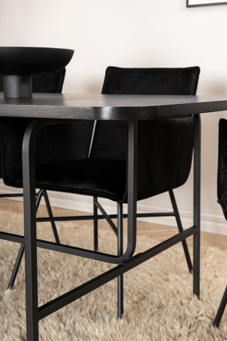 Venture Home Uno Matbord , Svart Svart Faner+Petra Stol , Svart Svart Sammet_6