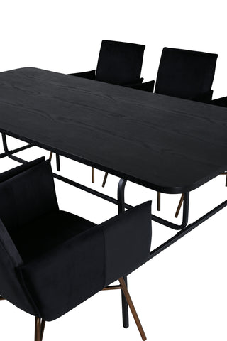 Venture Home Uno Matbord , Svart Svart Faner+Petra Stol , Svart Svart Sammet_6