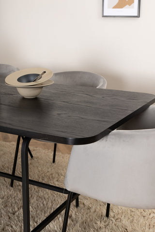 Venture Home Uno Matbord , Svart Svart Faner+Berit Stol , Svart Ljusgrå Sammet_6