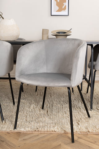Venture Home Uno Matbord , Svart Svart Faner+Berit Stol , Svart Ljusgrå Sammet_6