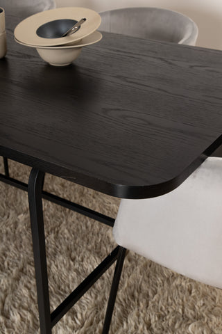Venture Home Uno Matbord , Svart Svart Faner+Berit Stol , Svart Ljusgrå Sammet_6