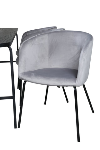 Venture Home Uno Matbord , Svart Svart Faner+Berit Stol , Svart Ljusgrå Sammet_6