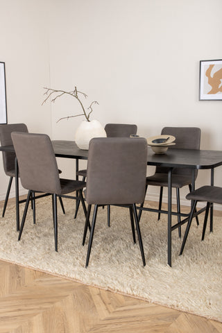Venture Home Uno Matbord , Svart Svart Faner+Windu Lyx Stol , Svart Grå Micro Fibre_6