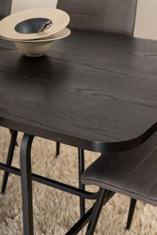 Venture Home Uno Matbord , Svart Svart Faner+Windu Lyx Stol , Svart Grå Micro Fibre_6