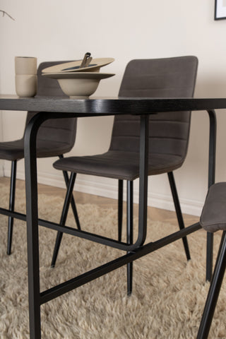 Venture Home Uno Matbord , Svart Svart Faner+Windu Lyx Stol , Svart Grå Micro Fibre_6