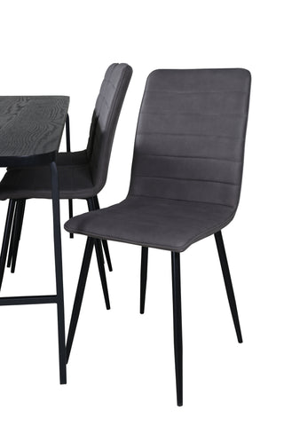 Venture Home Uno Matbord , Svart Svart Faner+Windu Lyx Stol , Svart Grå Micro Fibre_6