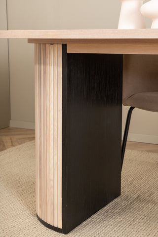 Venture Home Bianca Ovalt Matbord , White Wash Svart Faner+Berit Stol , Svart Beige Tyg (Polyesterlinne )_4