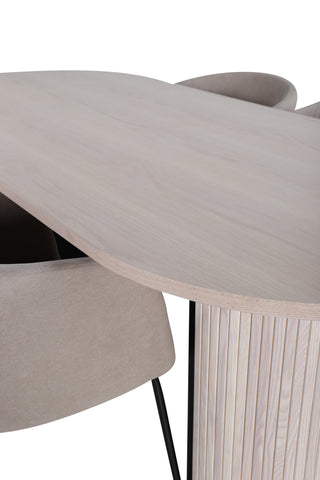 Venture Home Bianca Ovalt Matbord , White Wash Svart Faner+Berit Stol , Svart Beige Tyg (Polyesterlinne )_4