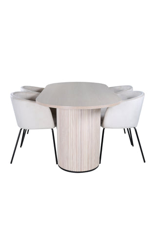 Venture Home Bianca Ovalt matbord , White Wash Black Faner+Berit Stol , Black Beige Velvet_4