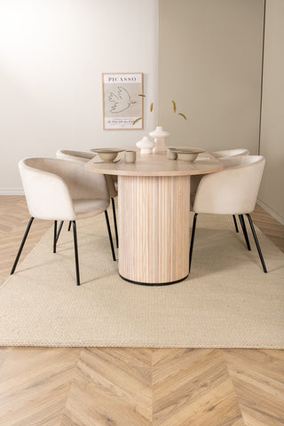 Venture Home Bianca Ovalt matbord , White Wash Black Faner+Berit Stol , Black Beige Velvet_4