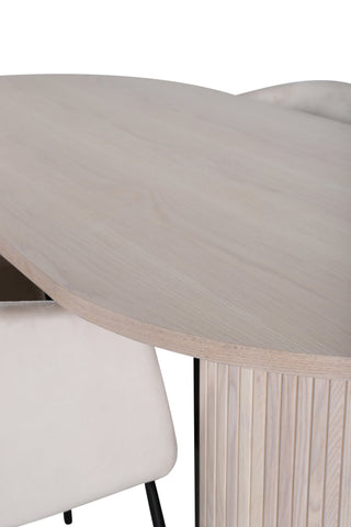 Venture Home Bianca Ovalt matbord , White Wash Black Faner+Berit Stol , Black Beige Velvet_4