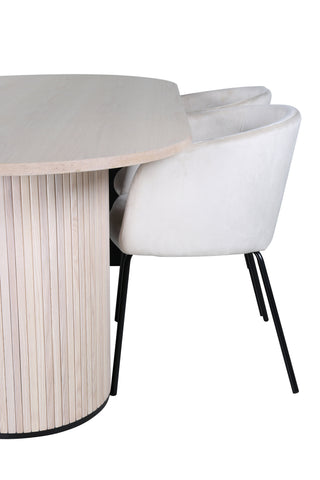 Venture Home Bianca Ovalt matbord , White Wash Black Faner+Berit Stol , Black Beige Velvet_4