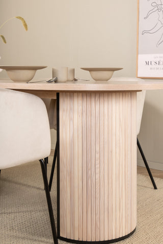 Venture Home Bianca Ovalt matbord , White Wash Black Faner+Berit Stol , Black Beige Velvet_4