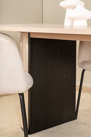 Venture Home Bianca Ovalt matbord , White Wash Black Faner+Berit Stol , Black Beige Velvet_4