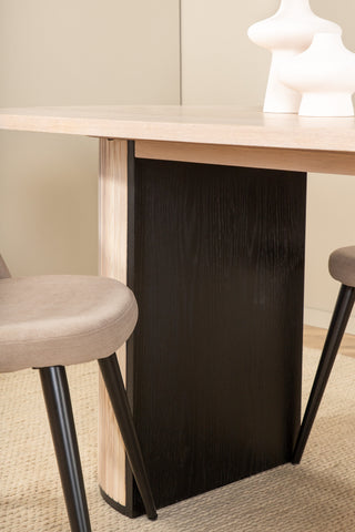 Venture Home Bianca Ovalt matbord , White Wash Black Faner+Velvet Stitches Stol , Black Beige Velvet_4